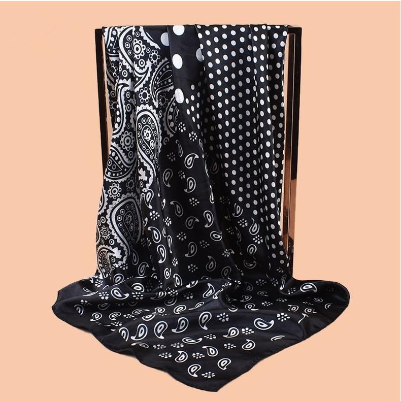 High Quality Polka Dot Square Scarf Women Designer Twill Silk Scarf Shawl Hijab Luxury Bandana Fashion Neckerchief HeadScarf
