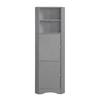 Badezimmerschrank, Eckschrank mit zwei Staufächern, Offenes Fach mit verstellbarem Einlegeboden, 36,5 x 36,5 x 155 cm, Hellgrau