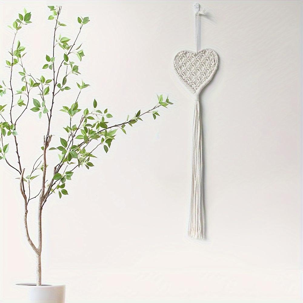 Schickes Bohème 1 Stück Handgewebtes Herzförmiges Quasten-Wandbehang | Polyester-Dekoration mit Makramee-Design für Zuhause & Schlafzimmer, für Valentinstags-Raumdekoration