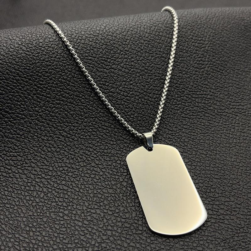 Stainless Steel Pendant Blank Military Brand Necklace Laser Engraving Titanium Steel Necklace