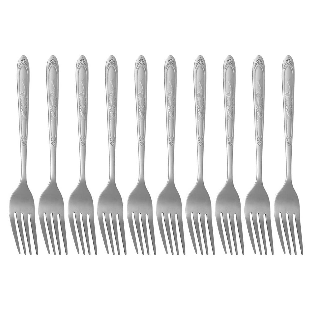 Stainless Steel Forks Set 10 Pcs Dinnerware Cutlery Cooking Utensils Strong Durable Ideal Events