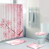 Chic Floral Pink Cherry Blossoms Shower Curtain Set Bathroom Cherry Sakura Flowers Branch Bath Curtains Mats Rugs Set Home Decor