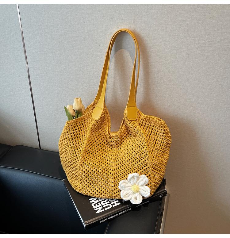 Látkové tašky přes rameno s velkou kapacitou Letní nové děrované dámské tašky Výprodej 2026 Nové plážové prázdninové květinové dámské kabelky