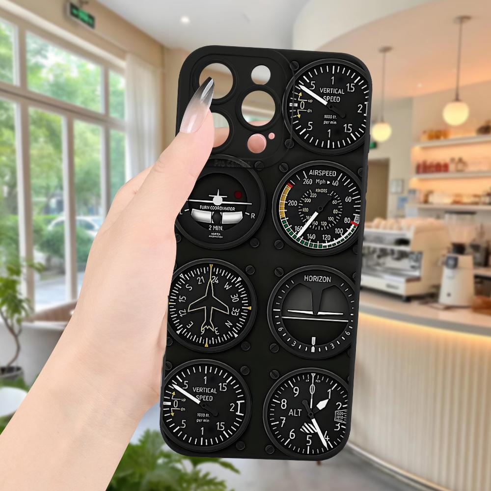 Aircraft Instrument Panel Pattern Phone Case Suitable for iPhone 17 16 15 14 13 12 11 Pro/Max/Plus Anti Drop and Shockproof