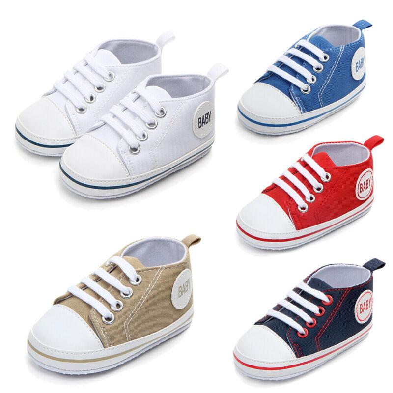 Baby First Walkers Cute Newborn Kid Canvas Sneakers Baby Boy Girl Soft Sole Crib Shoes Pre Walkers