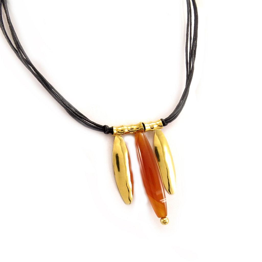 Les Trésors De Lily [D6956] - Carnelian 'Jedy' Gold Plated Necklace