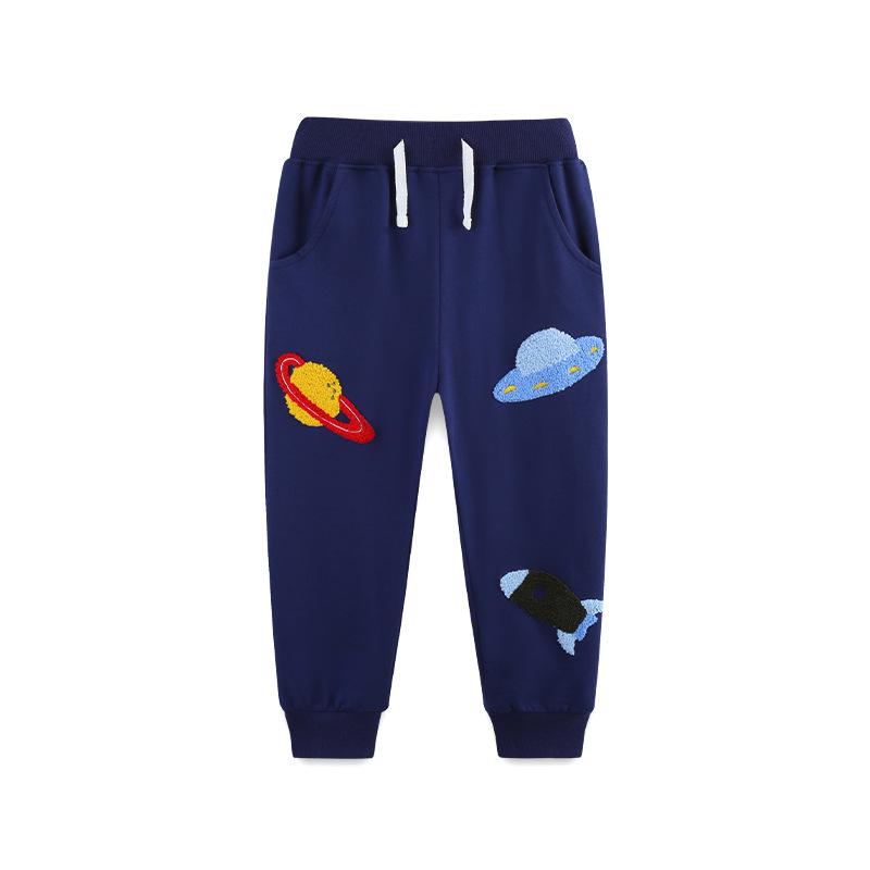 European Style Boys Fashion Sweatpants: Autumn Collection, Knitted Cotton with Embroidery 3Y