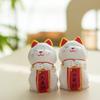 Wooden Lucky Cat Figurine With Modern Minimalist Design For Home Office Decor And Gift Giving
