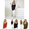 Stylish Summer Cotton V-neck Blouse For Women With Classic Zipper And Loose Fit