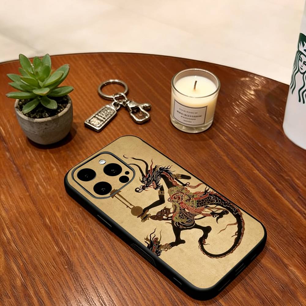 Chinese Shadow Puppetry Phone Case  Soft  Silicone Black For IPhone 17 16 15 14 13 12 11 X XR Plus Pro Max Plus
