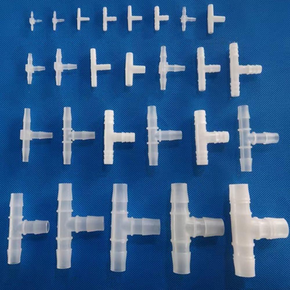 10Pcs 1.6-15.8mm T-Type Tee Connector Equal Diameter Plastic 3 Way Connector PP PE Soft Hose Fittings