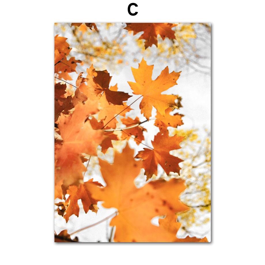 Herbstlandschaft Ahornwald Elch Weizen Schilfblume Eule Poster Drucke Nordische Wandkunst Leinwandmalerei Wohnzimmer Heimdekor