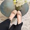 Sheepskin French Bow Genuine Leather Mary Jane Shoes Women's Shallow Mouth Single Shoes Pearl Ballet Flats Soft-soled Ladyshoes