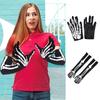 Halloween Skeleton Gloves Short Long Full Finger Bone Print Mittens Dress Party Costume Accessories for Women Men