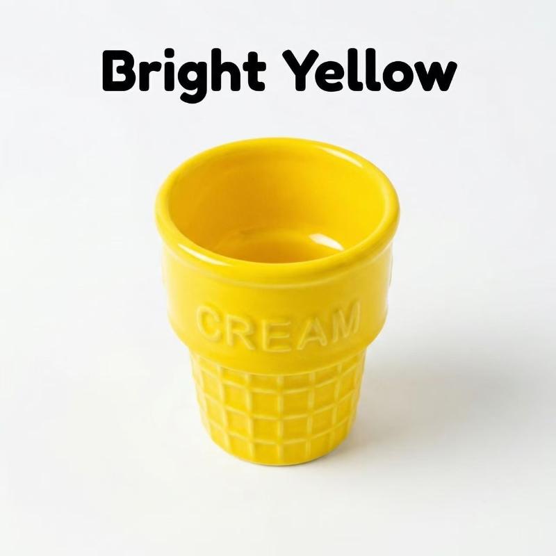 Colorful Ceramic Ice Cream Cups Dessert Coffee Mug With Waffle Cone Design Cute Aesthetic For Home Cafe Afternoon Tea Party Use