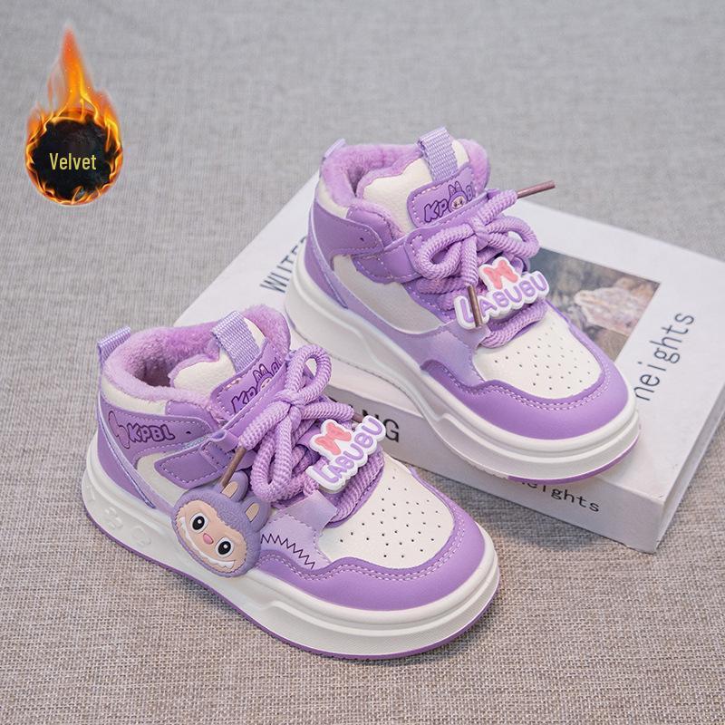 Kinder Winter Baumwolle Schnür-Prinzessin-Sneaker mit Samt-Wärme