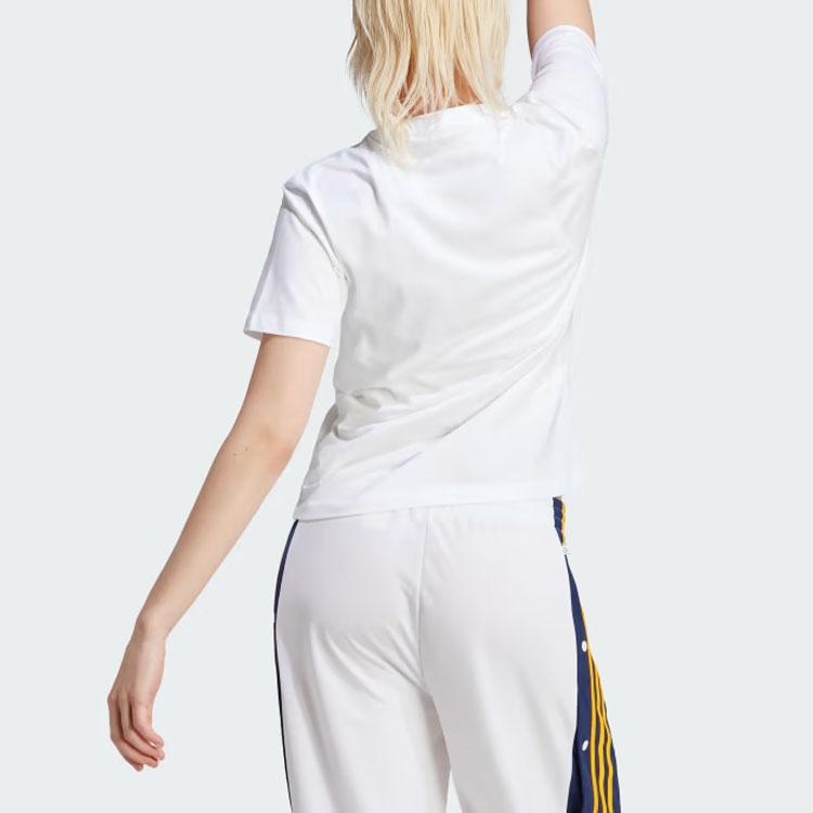Adidas Originals Pearl Trefoil Logo Print Round Neck Short Sleeve T-Shirt Women Tops White IM1922