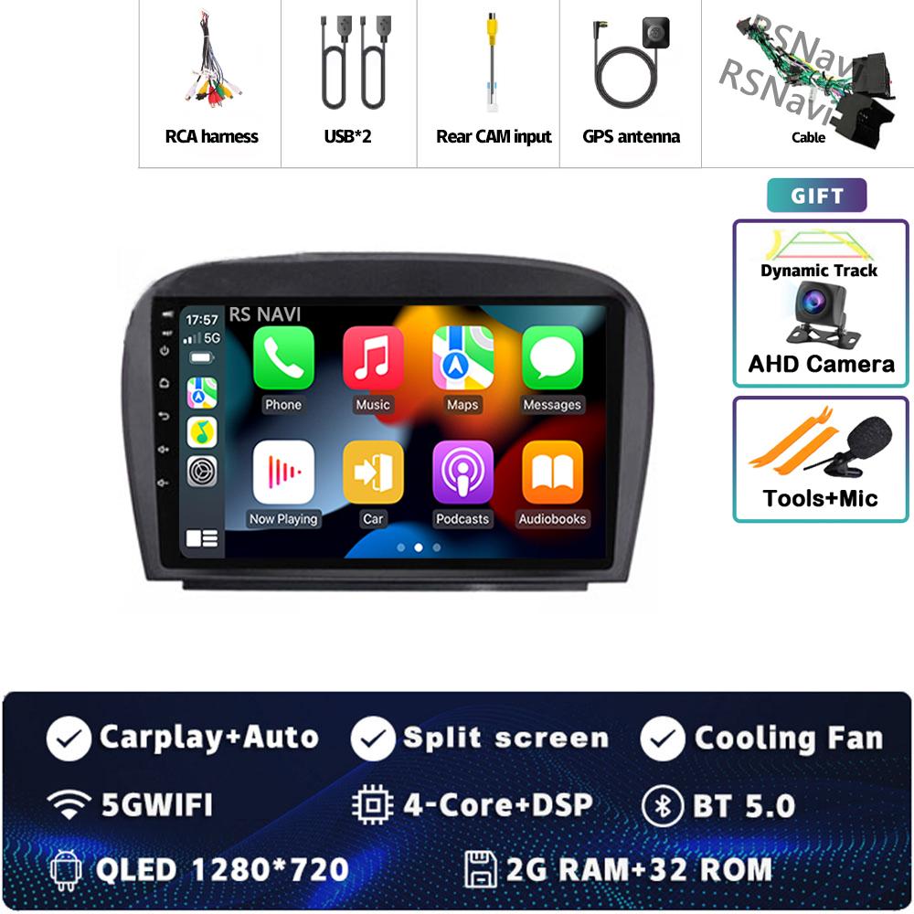 

9 Android 14 Carplay автомобильное радио для Mercedes SL R230 SL350 SL500 SL55 SL600 SL65 2001 - 2007 мультимедийный плеер GPS стерео 2Din