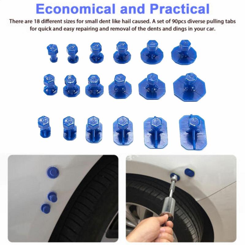 18pcs Car Dent Repair Tabs Professional Car Dent Repair Tool Kit Automotive Body Suction Cup Adhesive Blue Glue Dent Remover Tab