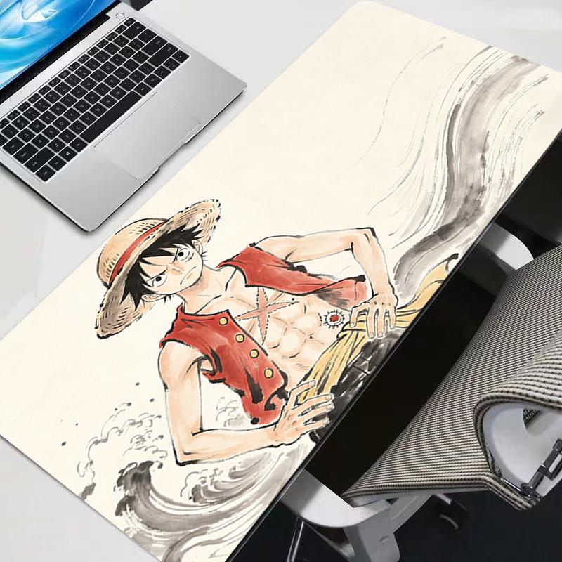 Gaming Mousepad One Piece Luffy Ink Wash Painting Computer Rug Gamer Mouse Pad Natural Rubber with Locking Edge Gaming Mouse Mat