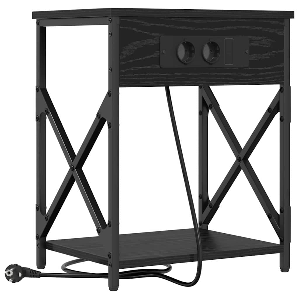 Nightstand Set of 2 Black Oak Effect 41 X 31 X 51 Cm