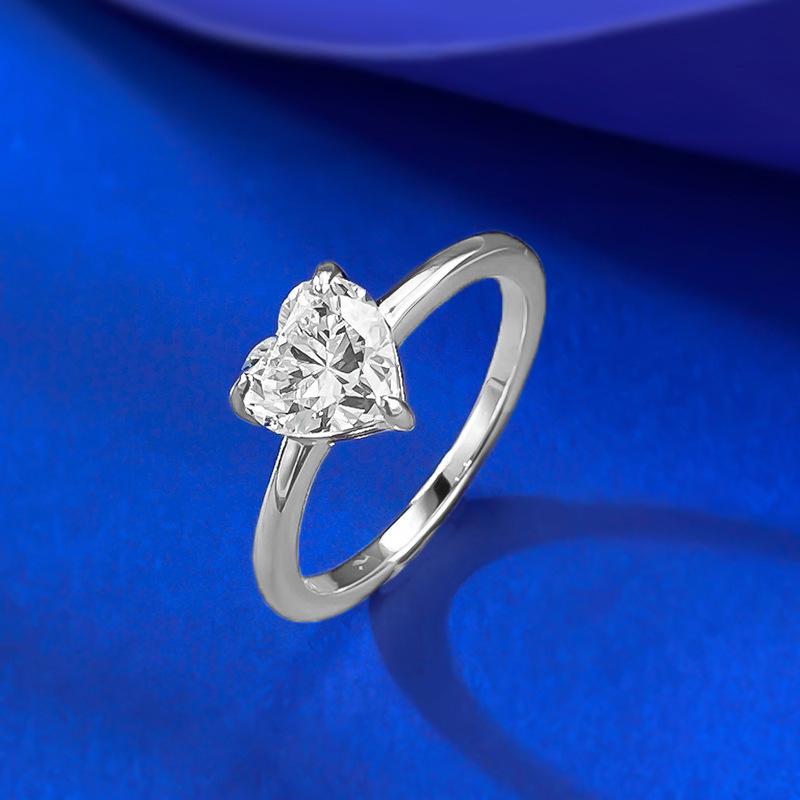 Simulation Diamond Ring 7 * 7Mm Heart-Shaped White Diamond Temperament Wedding Ring Women'S Daily Life