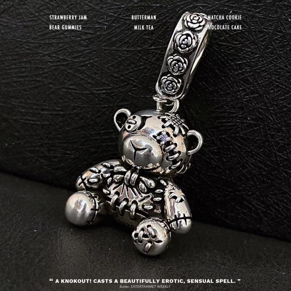 Elegant Dreamy Teddy Bear Necklace Exquisite Gradient Purple Zircon Bow Mirror Pendant Fashion Statement Jewelry