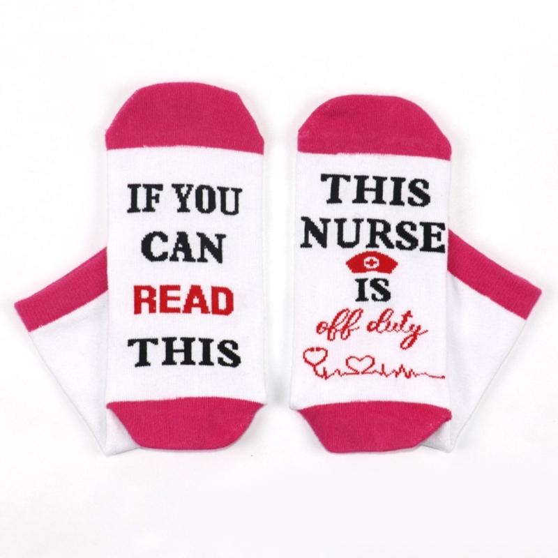 1 Pair Nurse Socks Novelty If You Can Read This Offduty Letters Jacquard Designs Comfortable Breathable Cotton Socks