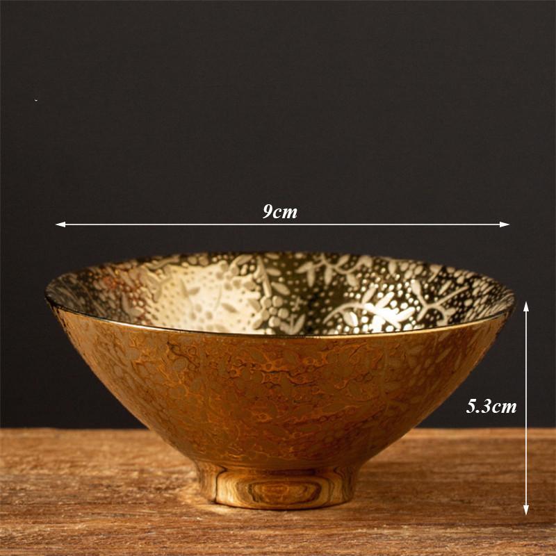 Ceramic Gold Glaze Kung Fu Tea Cup – Handmade Porcelain Small Bowl for Office