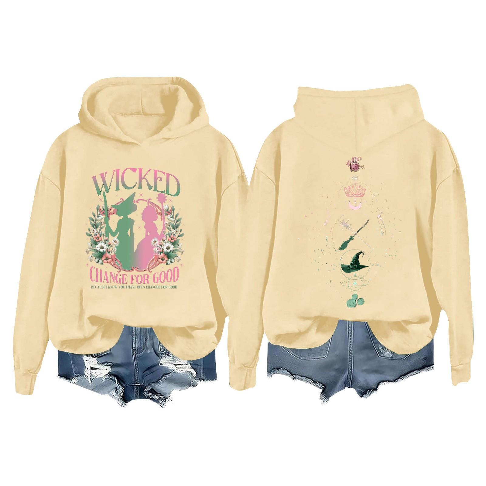 

Женская повседневная толстовка с длинным рукавом и принтом Bad Witch L бежевый