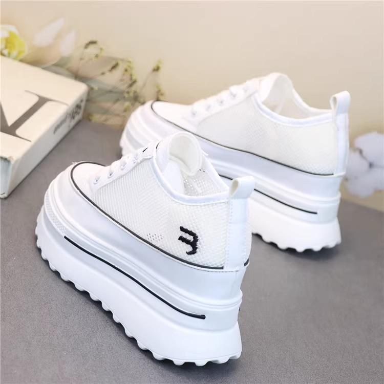 Fashion 9CM Air Mesh Synthetic Microfiber Leather Casual Breathable Vulcanize Summer Platform Sneakers Women Shoes High Brand