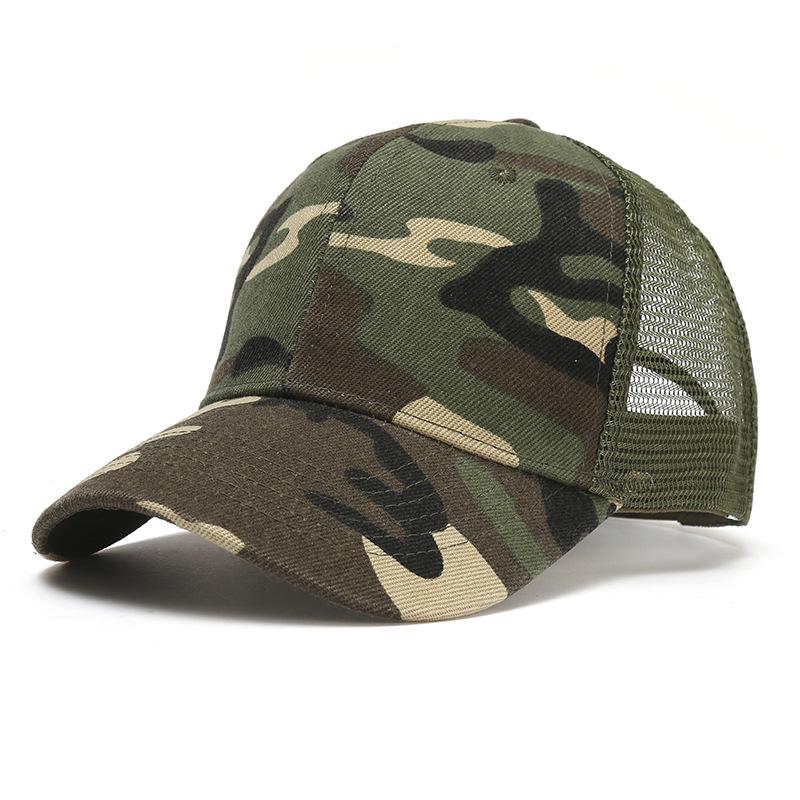 Unisex Camouflage Baseball Cap: Summer Mesh Hat with Curved Brim and Sun Protection for Outdoor Sports