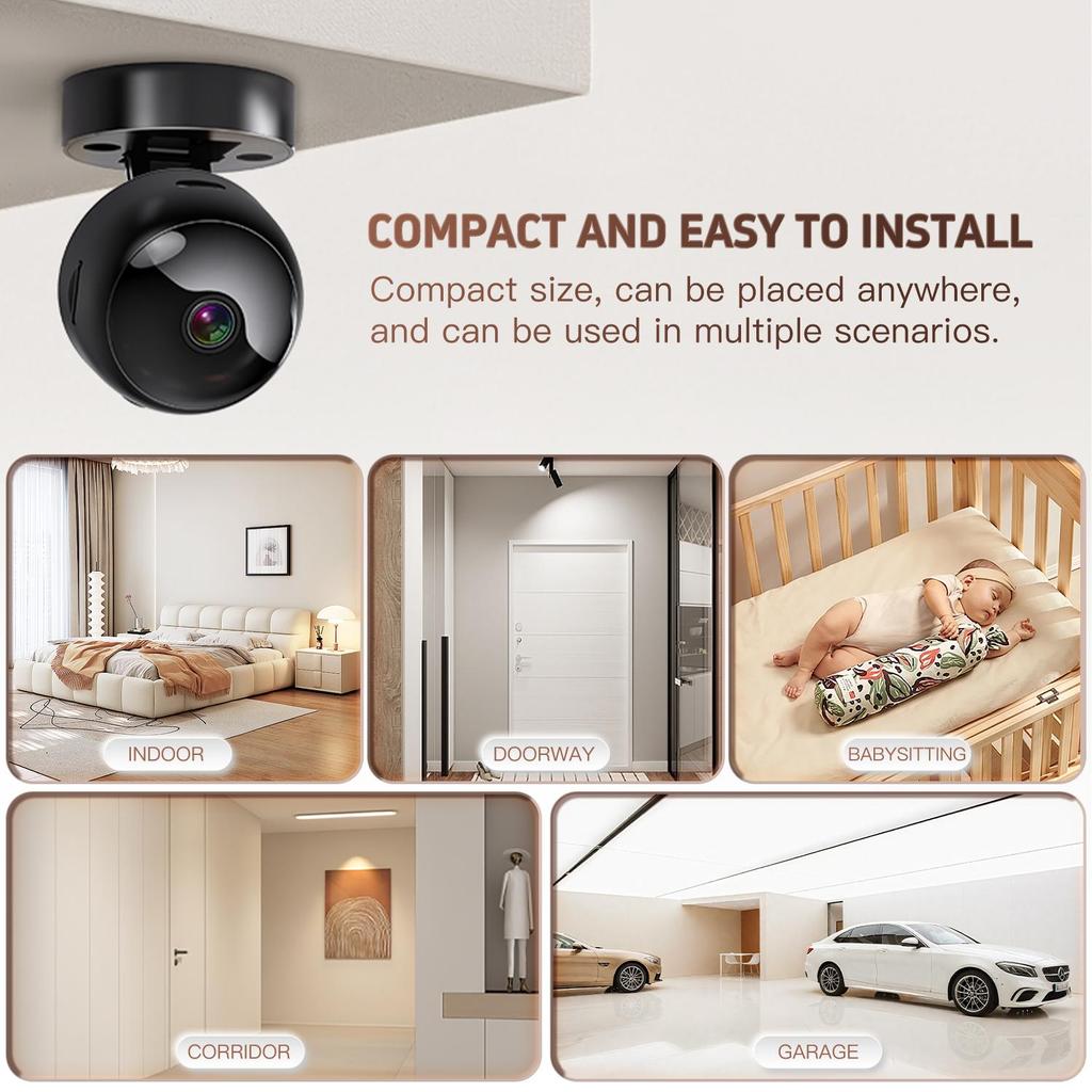HD 1080P Mini WiFi Camera Wifi Smart Monitor Surveillance Cameras Remote Monitor Camcorders 360° Rotatable Video Security Surveillance Cameras