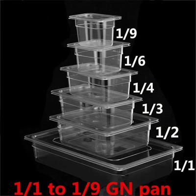 PC Acrylic Plastic Transparent Pick Up GN Pans Visible Food Square Pots Exhibition Plate Score Basin Containers Storage Box Tray