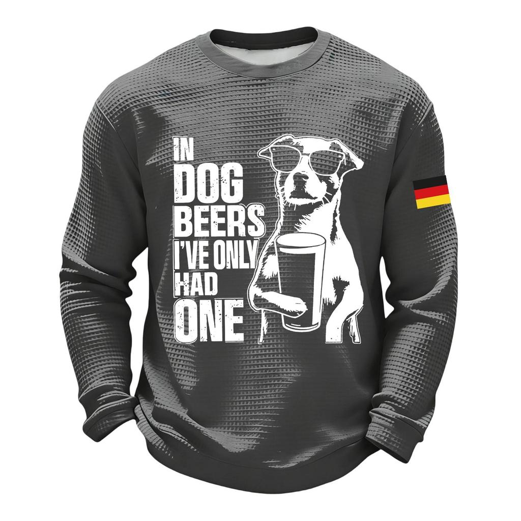 Men's Casual Loose Fit Crew Neck Sweatshirt with Graphic Print Long Sleeve Comfortable Pullover for Everyday Wear