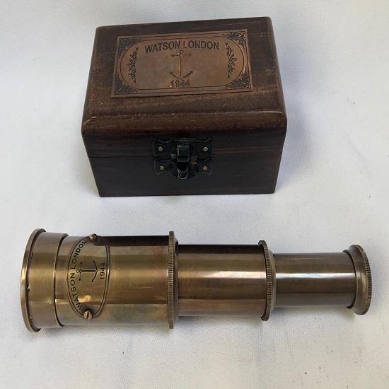 6" Brass or Bronze Tubby Telescope In a Wooden Box