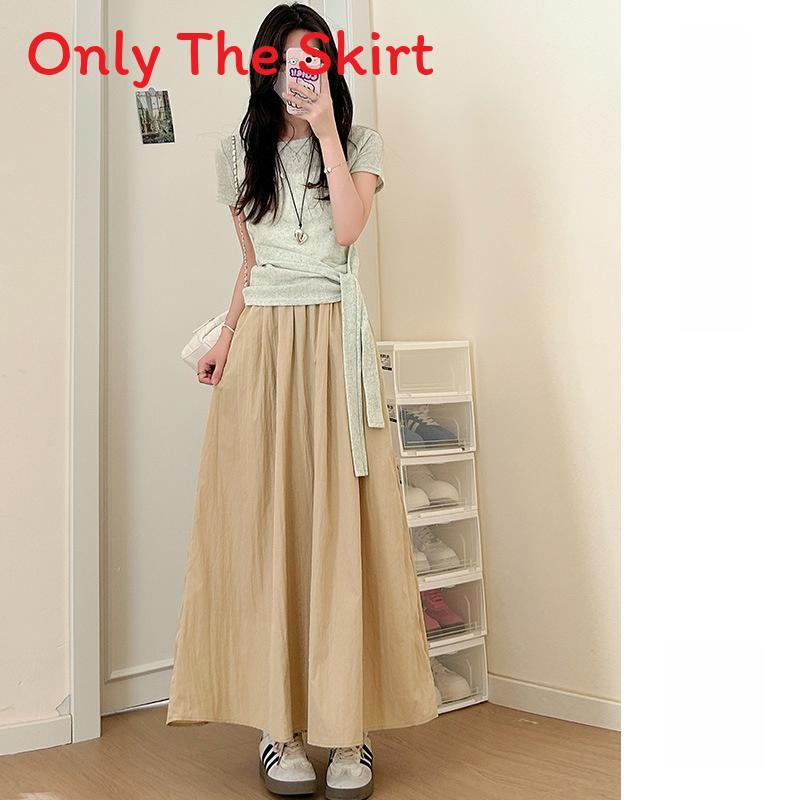 Summer High Waist A Line Skirt With Pleated Design For Casual Wear