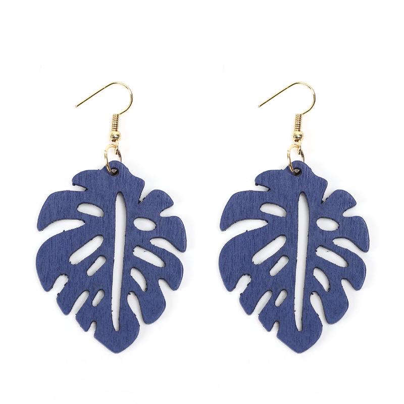 European and American Wood Hollow Geometric Earrings