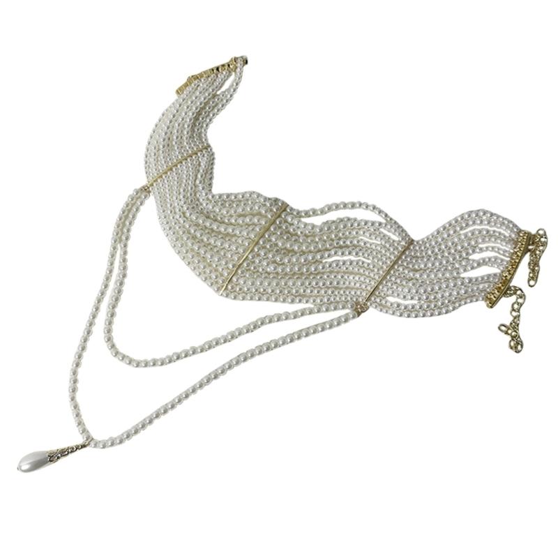 Elegant Multilayer Pearls Tassels Necklace Featuring Stylish Pearls and Gold Chain for Trendy Women Casual Wear