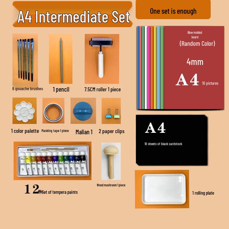 4mm Thick Blow Molding Paper Set for DIY Printmaking: Colored 4K Printing & Engraving Board