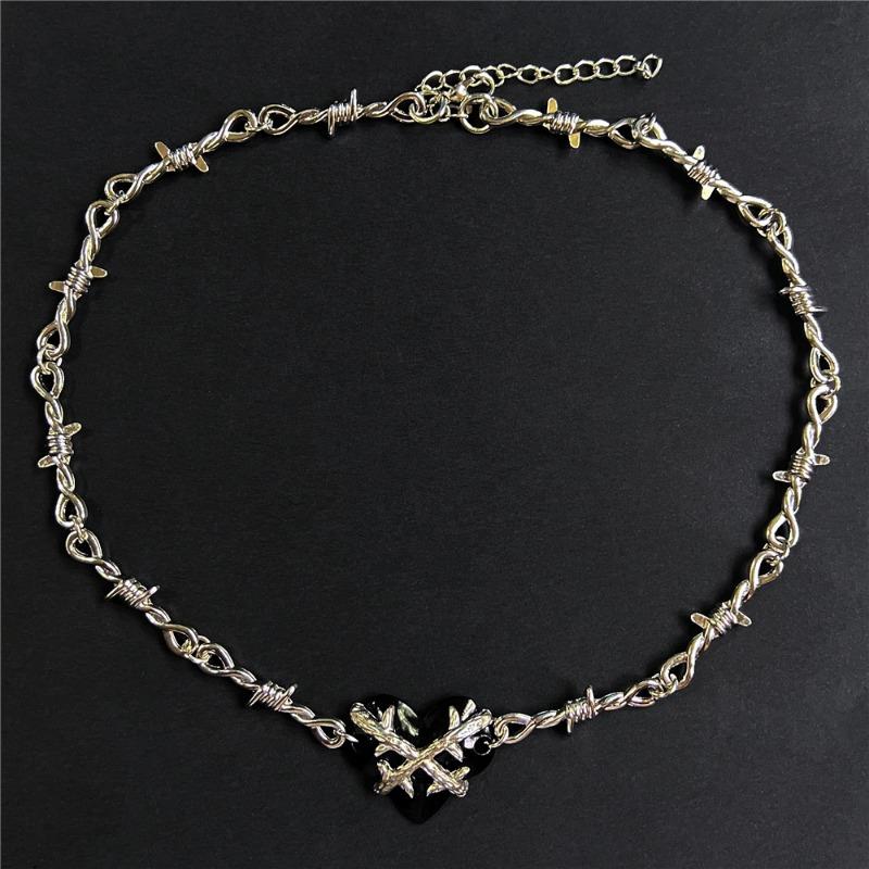 Unisex Gothic Punk Hip Hop Barbed Wire Thorn Chain Necklace