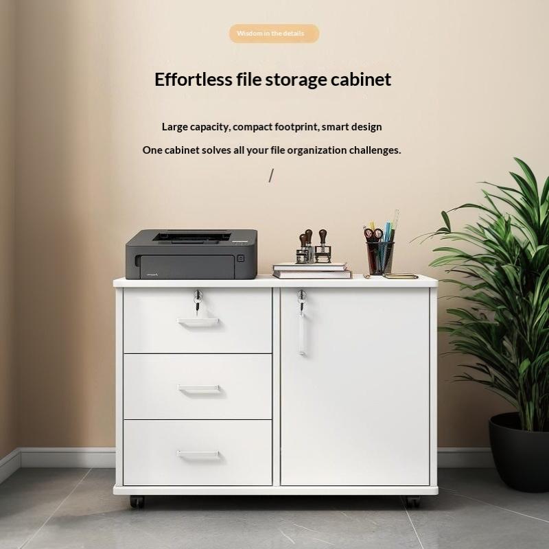 Mobile Office Storage Cabinet With Lockable Drawers And Door 3-Tier Unit Suitable For Office Or Bedside Use