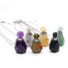 1 Stück Naturstein Parfümflaschen Anhänger Halskette Edelstahl Aromatherapie Ätherisches Öl mit Stein Quarz für Damen