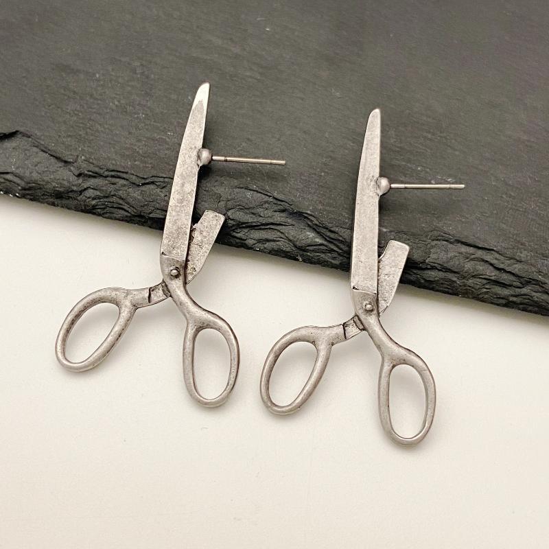 Party Holiday Gift Creative Retro Scissors Ear Studs For Women Fashion Hip Hop Rock Earrings