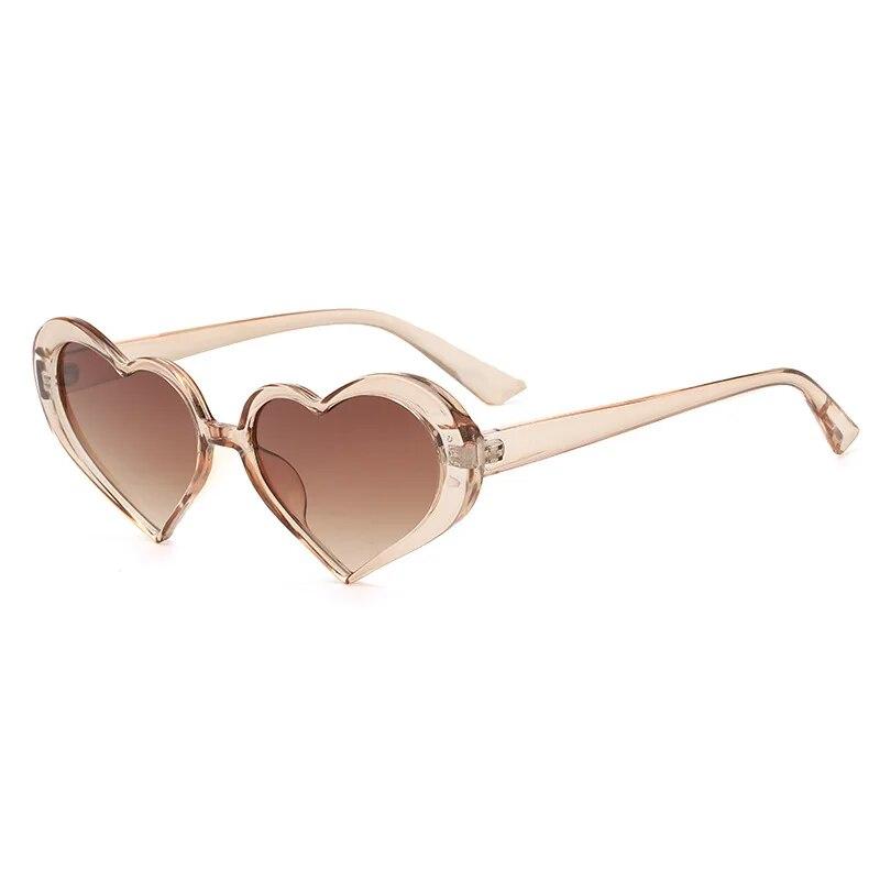 Love Heart Shape Sunglasses Women Tint Clear Lens Colorful Sun Glasses Female Red Pink Shades Vintage Travel Uv400 Eyewear