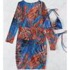 New Print Mesh Sun Protection Three-Piece Bikini Swimwear
