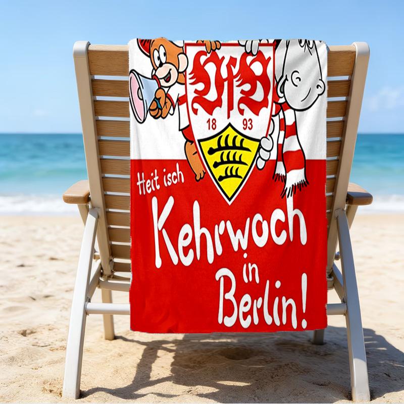 Asciugamano da Spiaggia in Microfibra Celebrativo VfB Stuttgart, Leggero e Asciugatura Rapida, per Viaggi Estivi, Essenziale per la Spiaggia, Piscina All'aperto