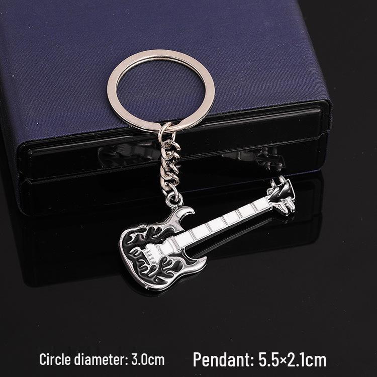 European & American Rock Guitar Keychain: Hip Hop Drip Oil Alloy Pendant Charm for Women's Bags