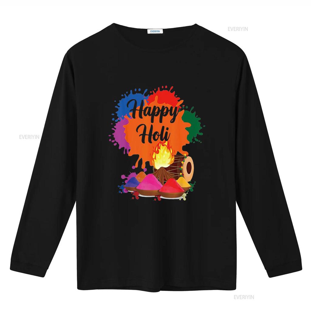 Happy Holi Family Kids Cool Festival Outfit T Shirt Vintage Washed Stylish Fashion Homme Stretched Streetwear Slightly