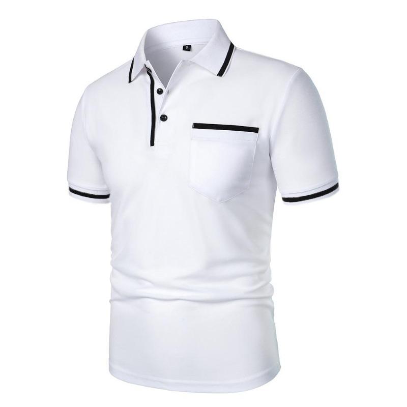 

2026 summer men s short-sleeved turtleneck POLO shirt, simple business casual pure color style, breathable and versatile S белый